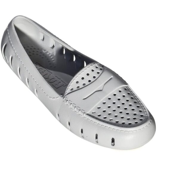 FLOAFERS Driver Women's Slip-On Loafers Light Gray Perforated Design Size 8 - Picture 1 of 10